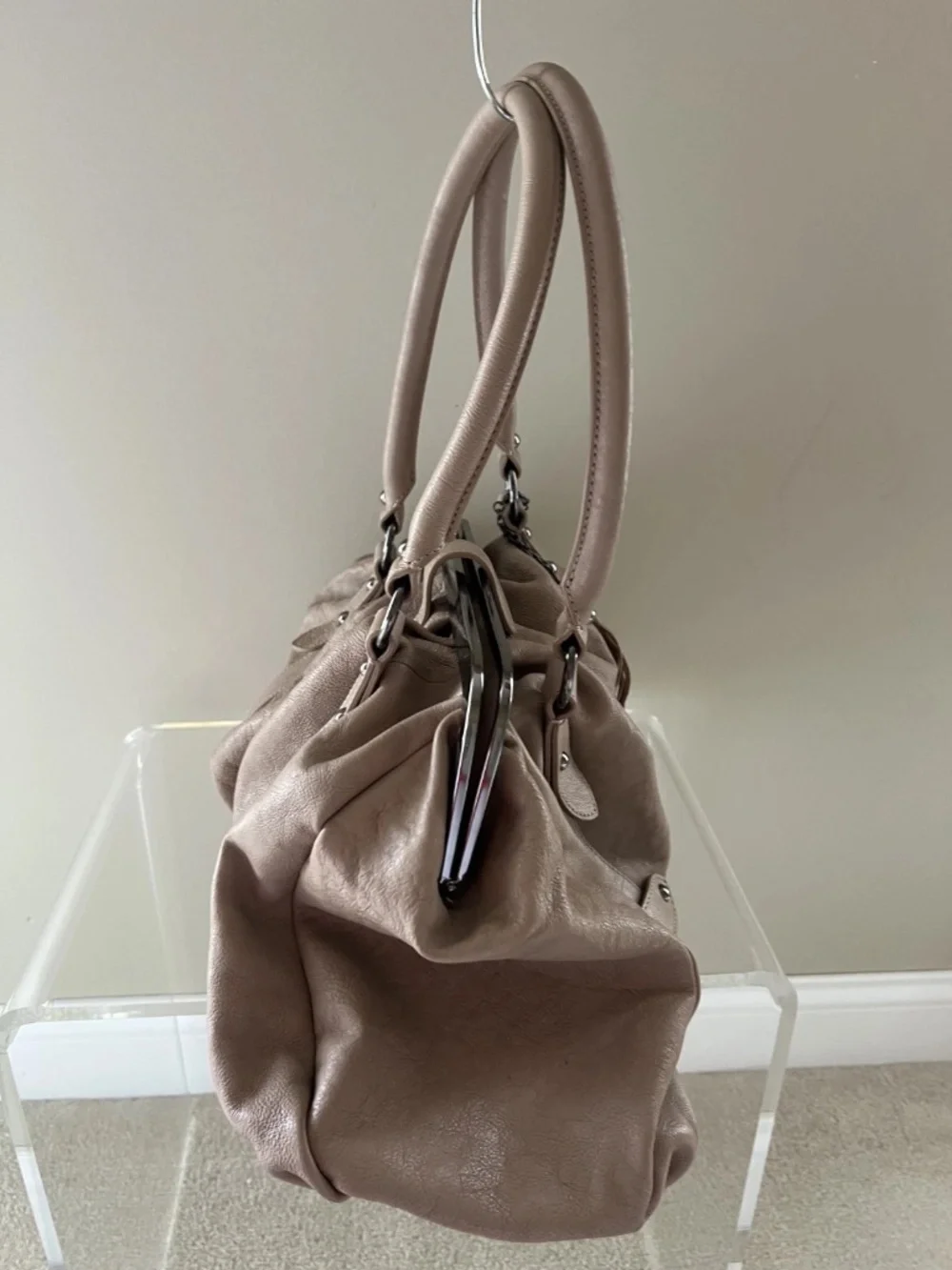 Crown Vintage Tan Leather Structureded Womens Handbag
